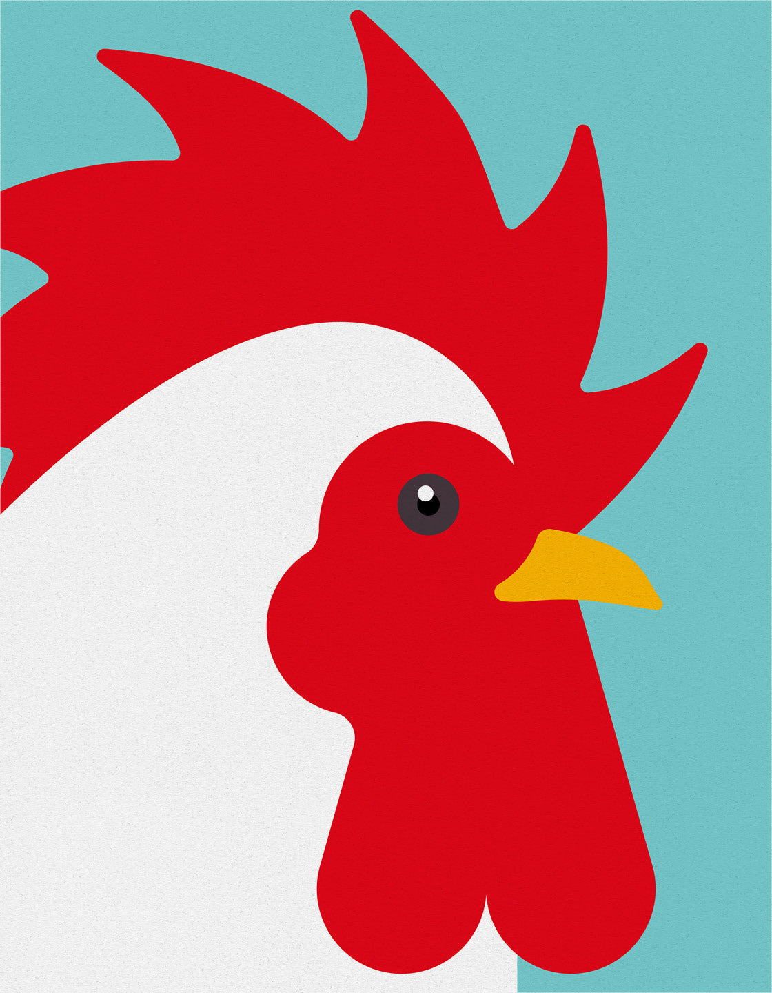 A vibrant illustration of a colorful cockerel, perfect for wall decor.