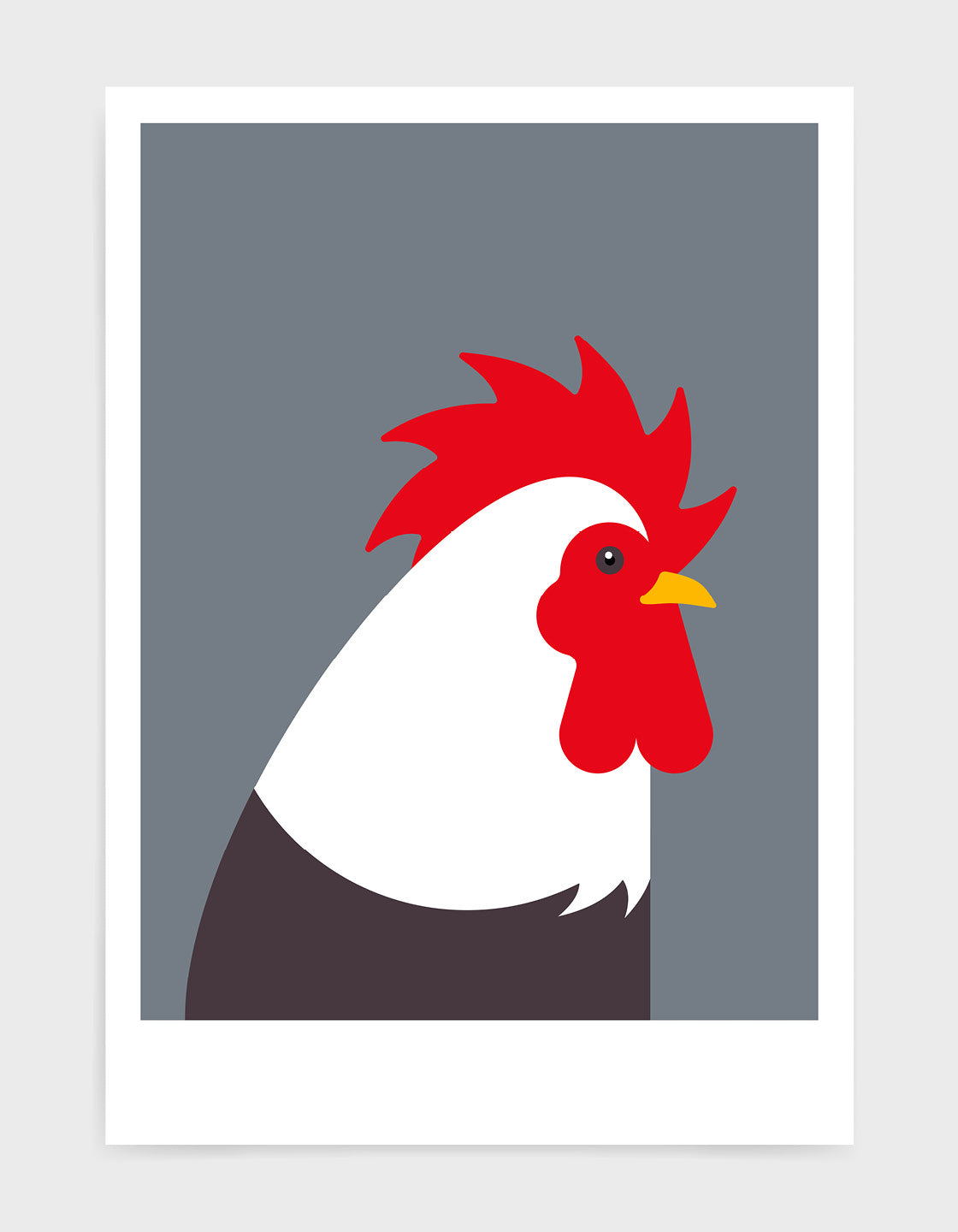 A vibrant illustration of a colorful cockerel, perfect for wall decor.