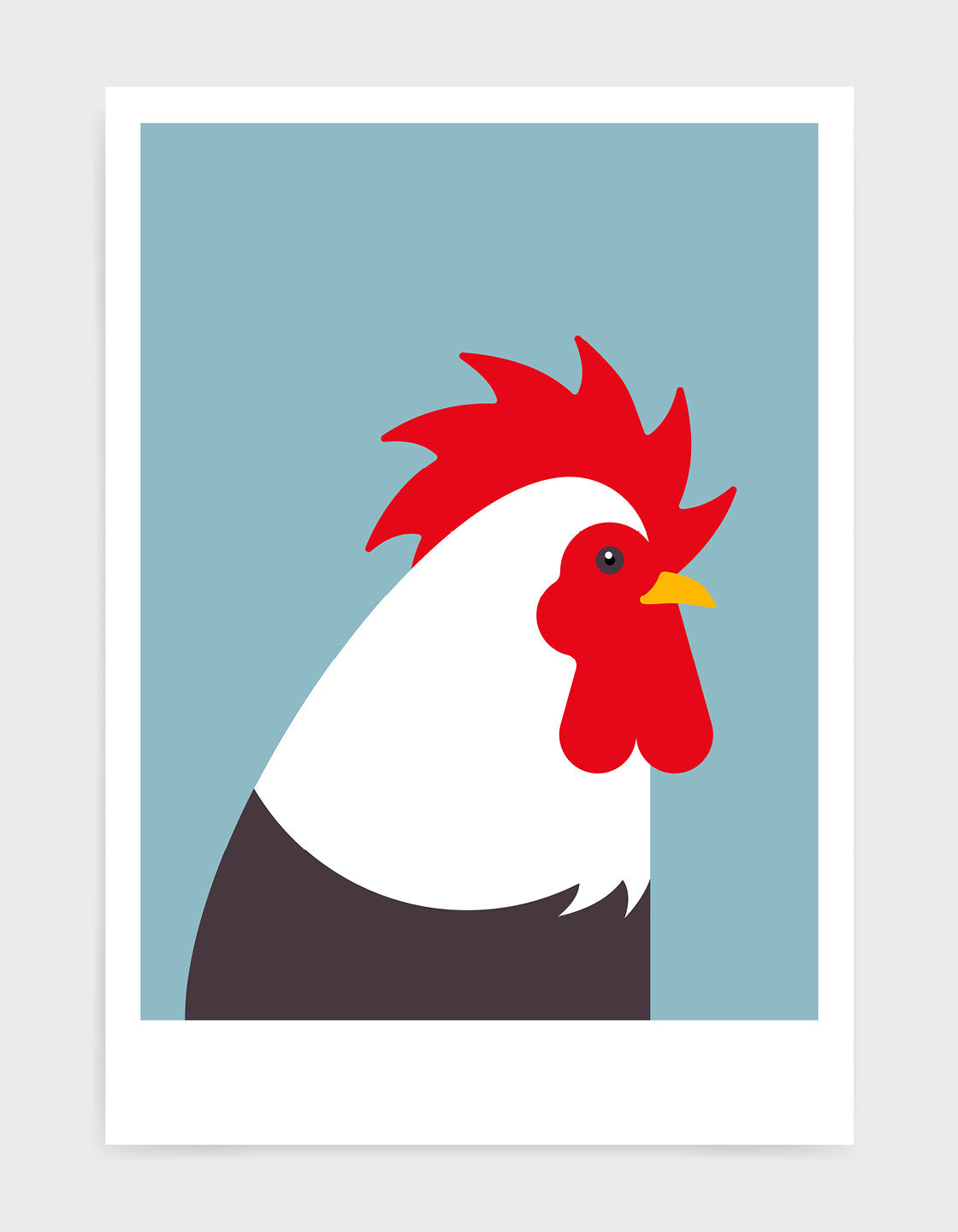 A vibrant illustration of a colorful cockerel, perfect for wall decor.