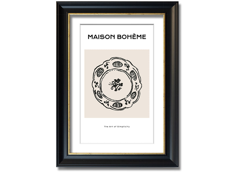 A beautifully framed China Plate print showcasing intricate designs, available in various frame colors.