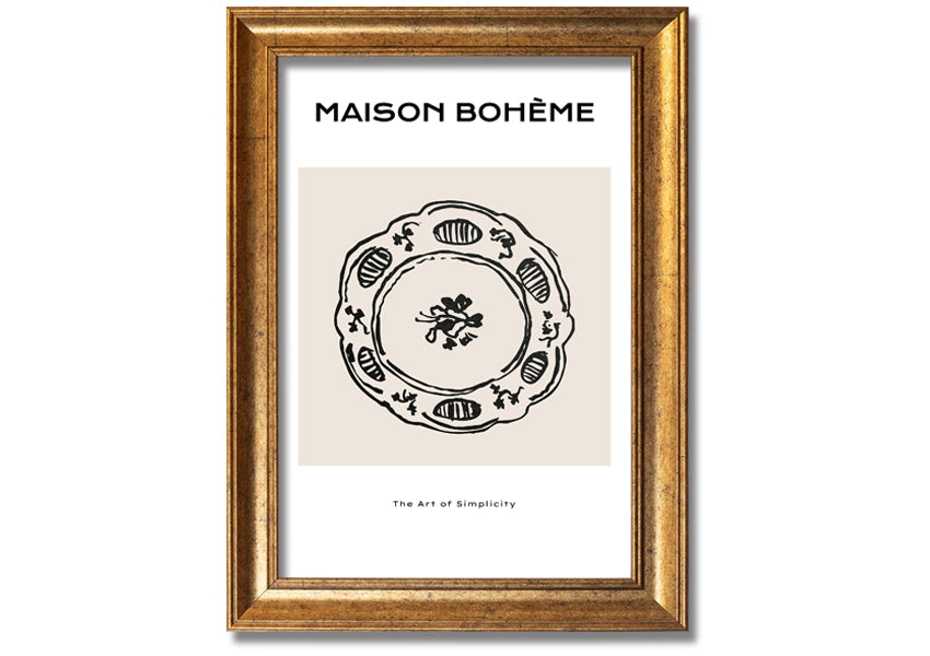 A beautifully framed China Plate print showcasing intricate designs, available in various frame colors.