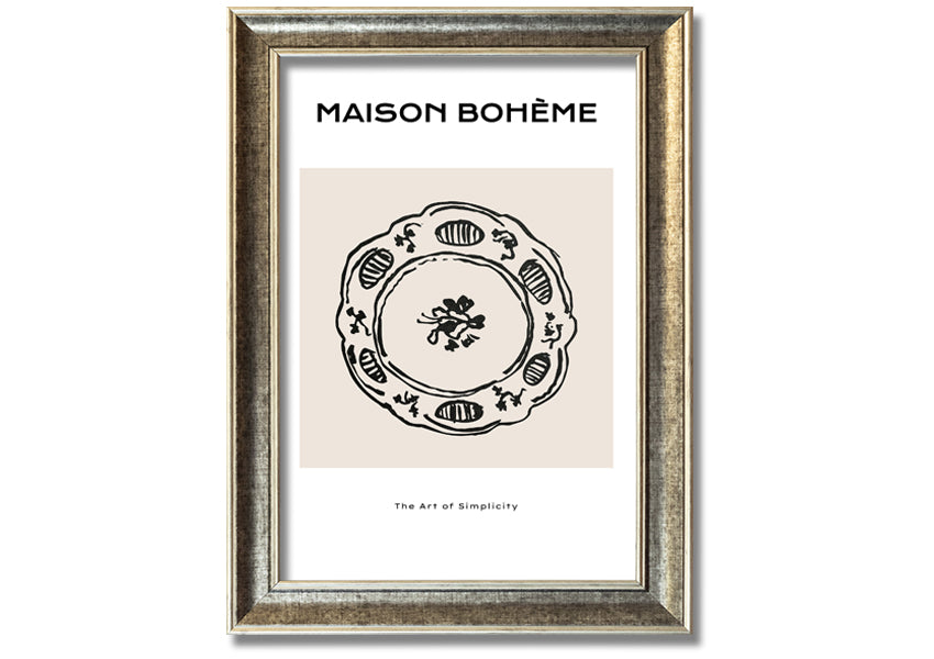 A beautifully framed China Plate print showcasing intricate designs, available in various frame colors.