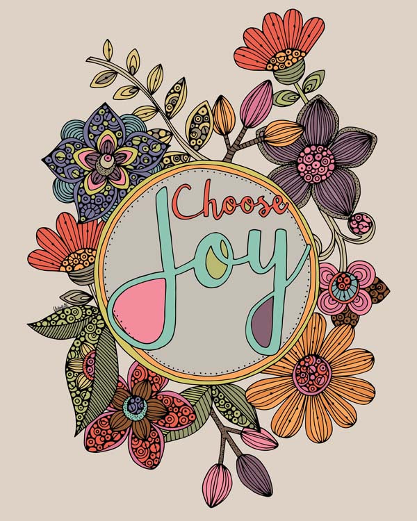 Choose Joy archival art print featuring original pen and ink art with vibrant digital coloring, ready to frame.