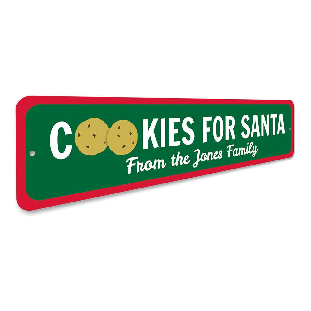 A festive Christmas Cookies Sign made of aluminum, featuring a charming design perfect for holiday decor, with pre-drilled holes for easy mounting.