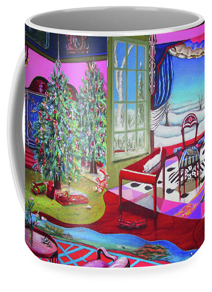 Ceramic Christmas Painting Mug featuring festive holiday design, available in two sizes.