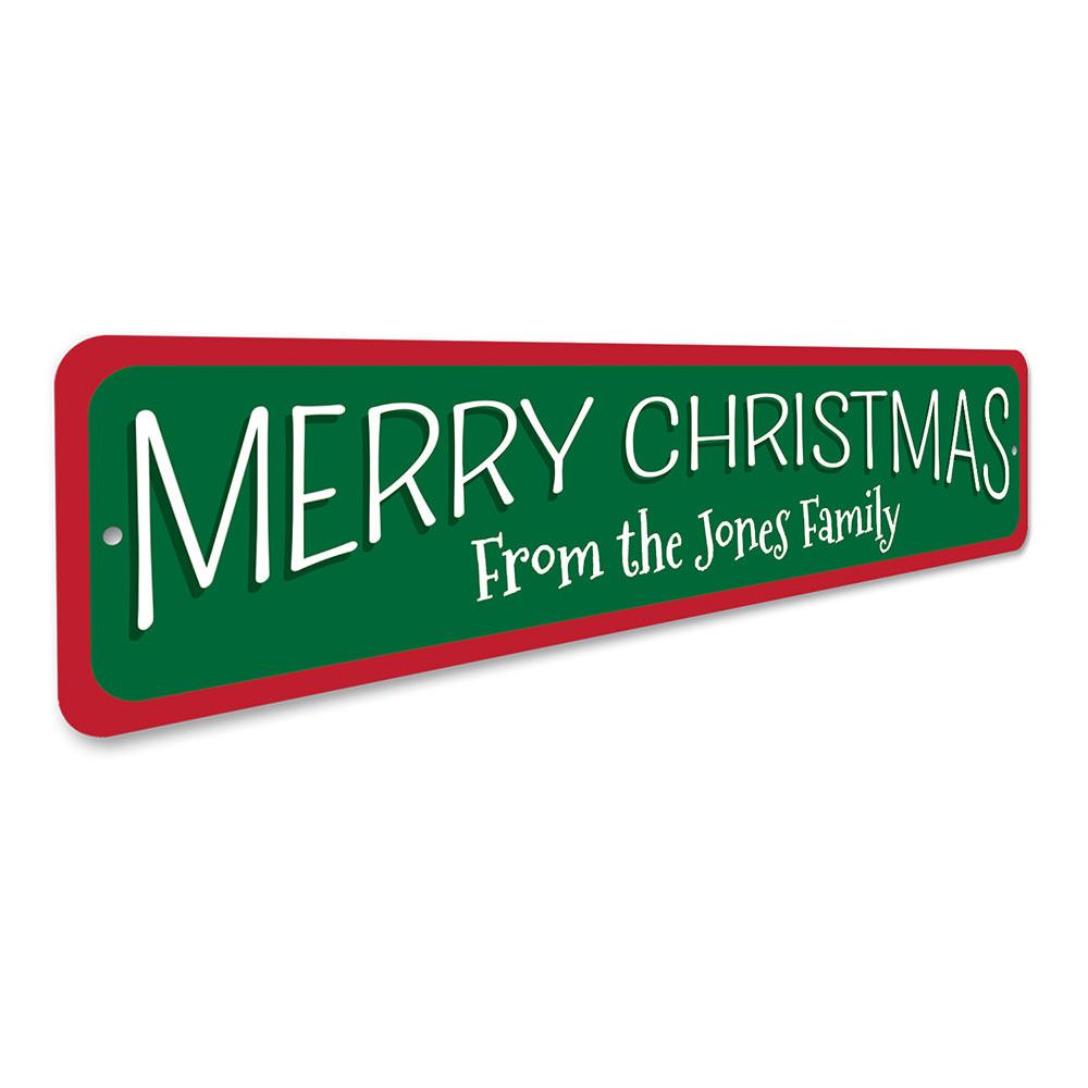 A festive Christmas Sign featuring vibrant colors and a cheerful message, perfect for holiday decorations.