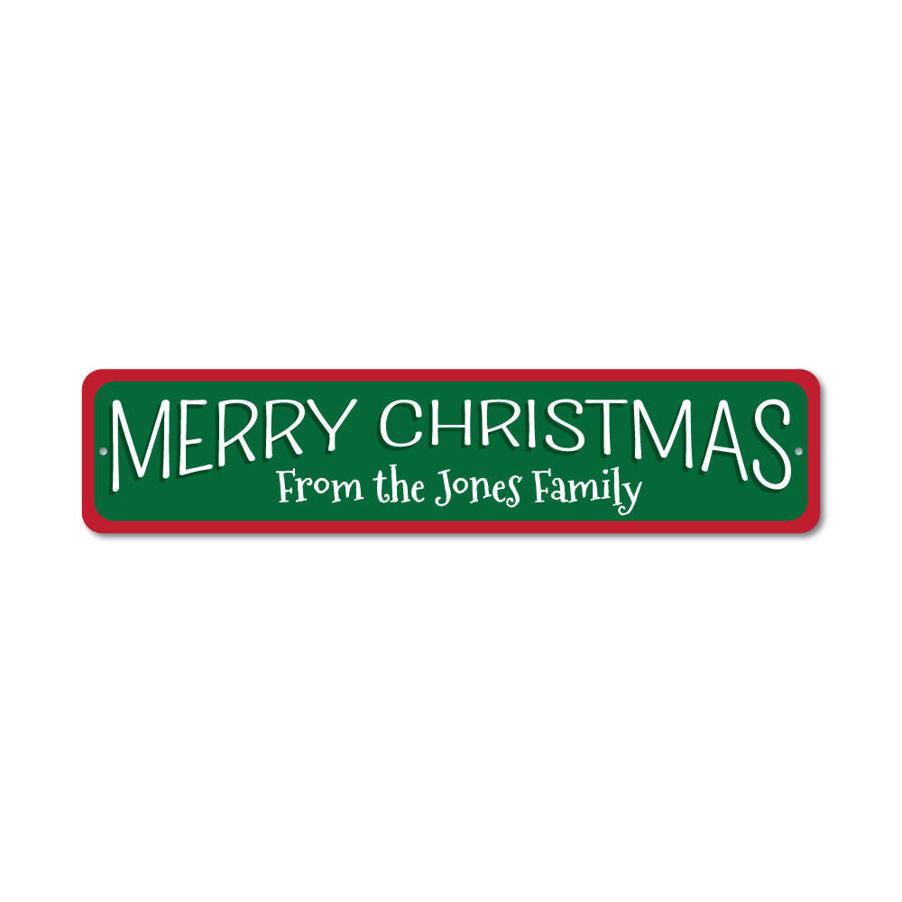 A festive Christmas Sign featuring vibrant colors and a cheerful message, perfect for holiday decorations.