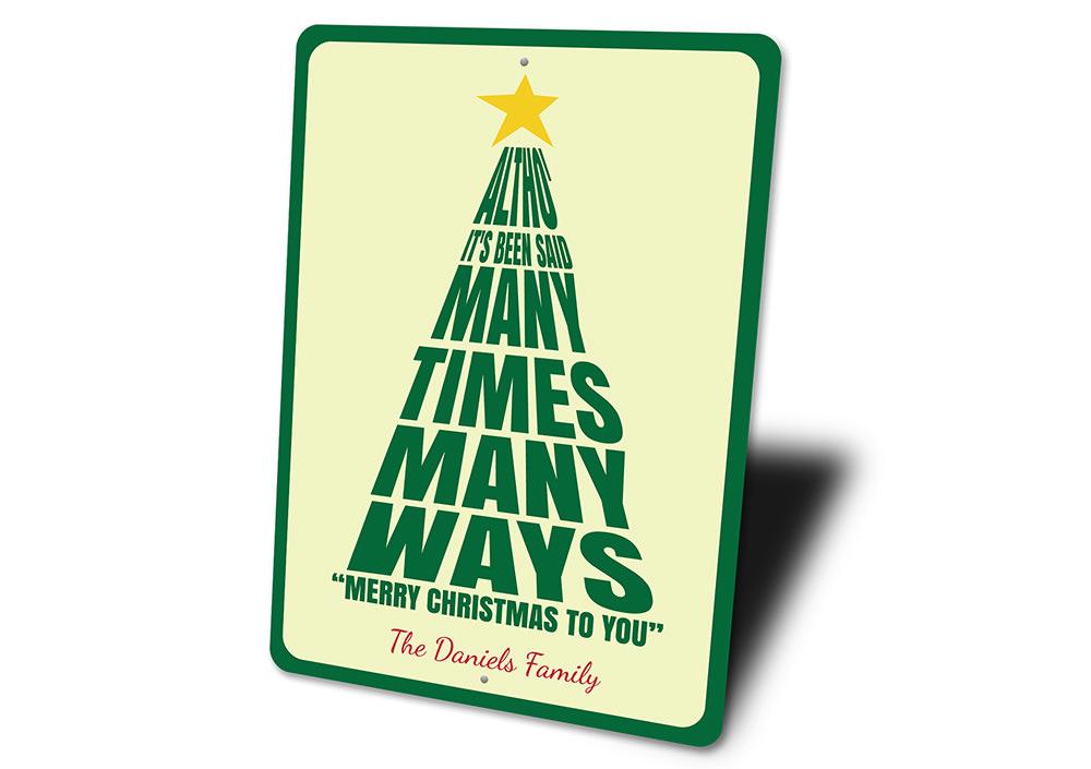 A festive Christmas Song Sign made of high-quality aluminum, featuring a charming design perfect for holiday decorations.