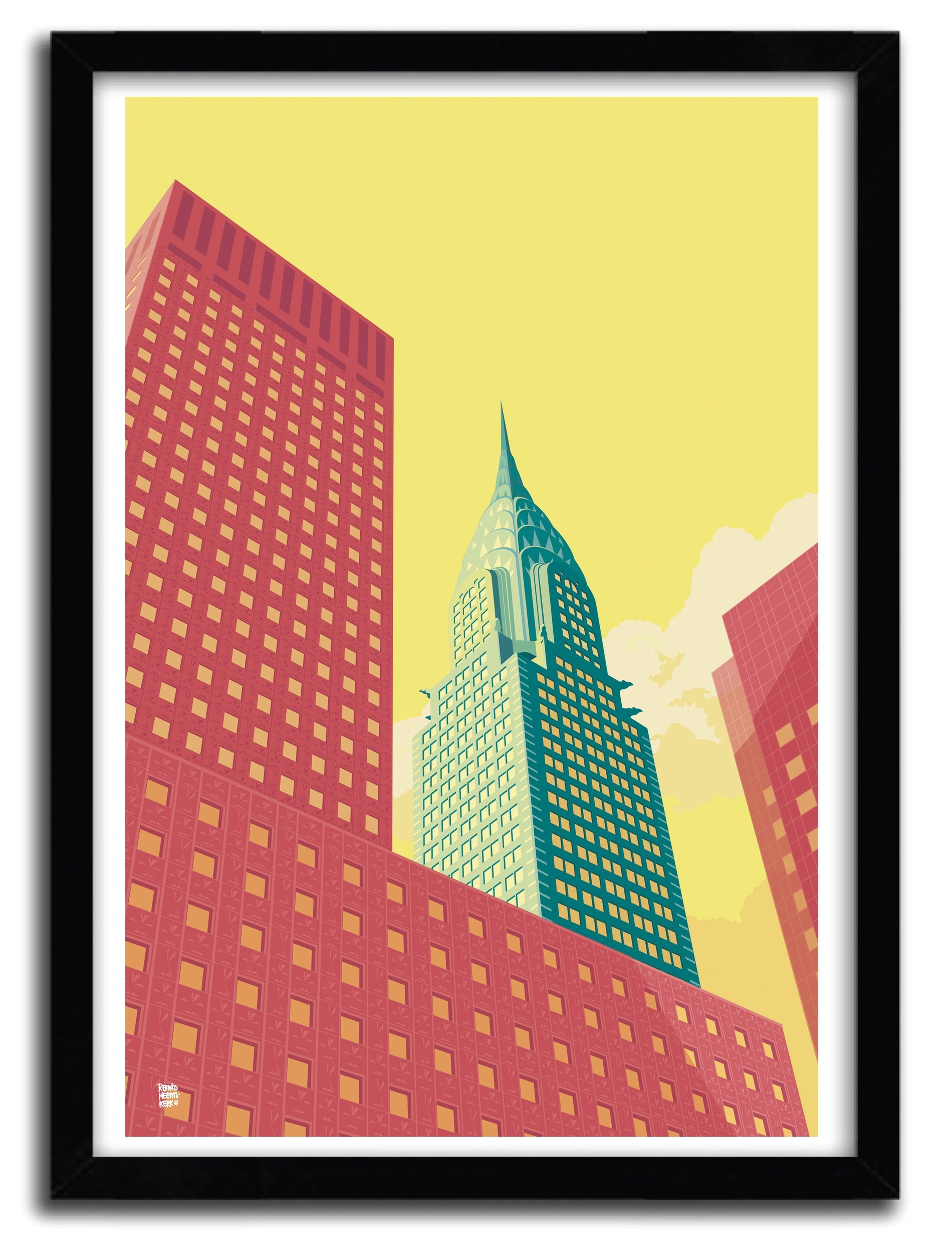 Chrysler Building York print by Remko Heemskerk on fine arts paper, showcasing vibrant colors and intricate details.