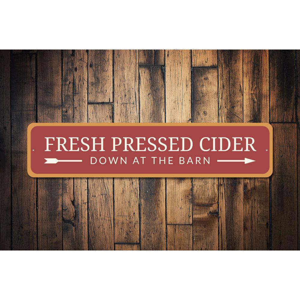 Customizable Cider Sign made of high-quality aluminum, featuring pre-drilled holes for easy mounting.