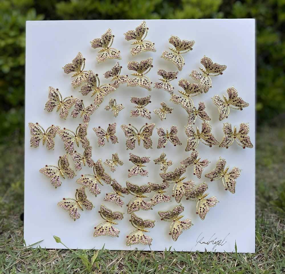 Circle of Butterflies Wall Art featuring midnight blue butterflies in a circular formation, handcrafted by Keren Kopal.