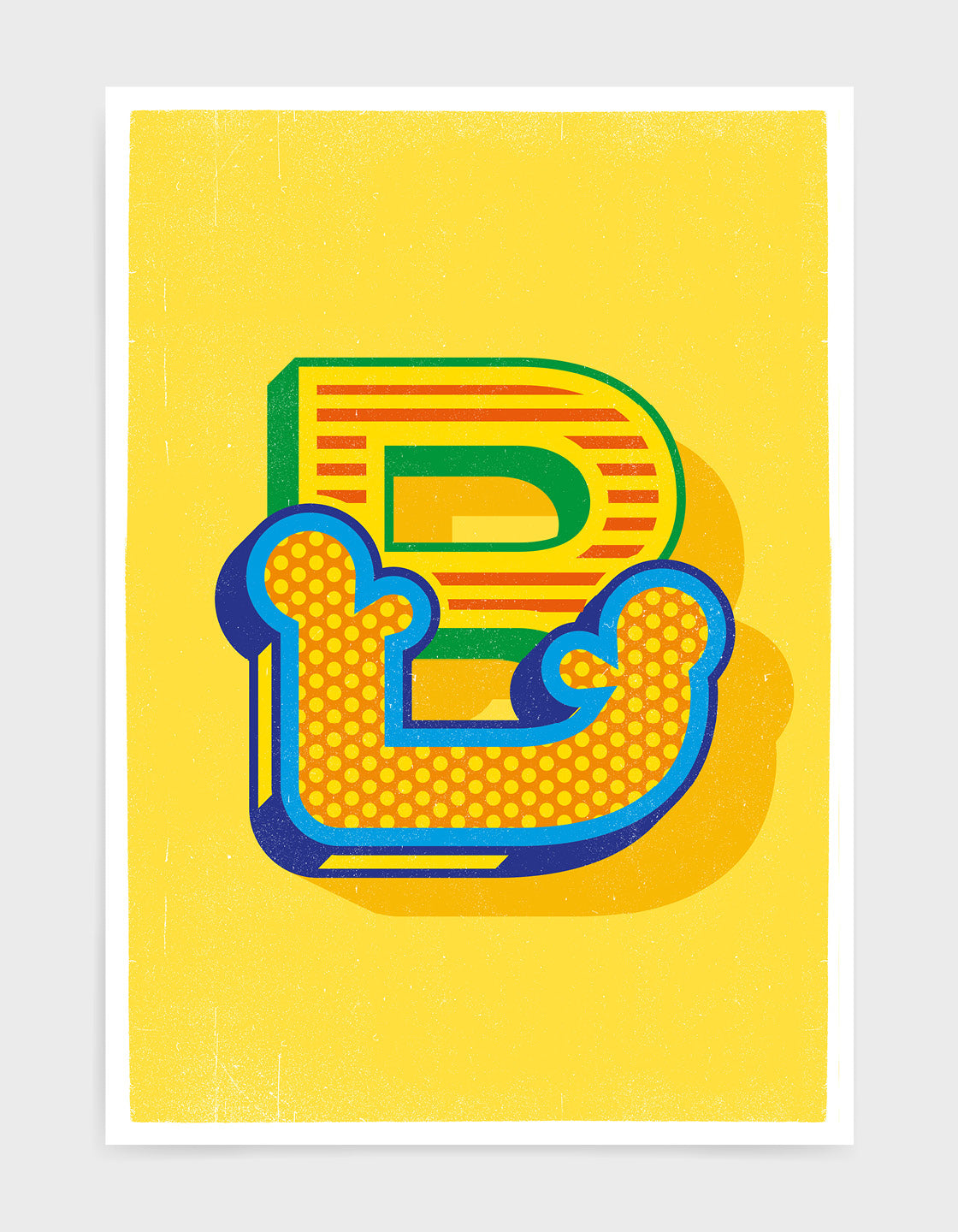 Personalized Circus Alphabet print in yellow featuring a custom letter in a playful circus style font.