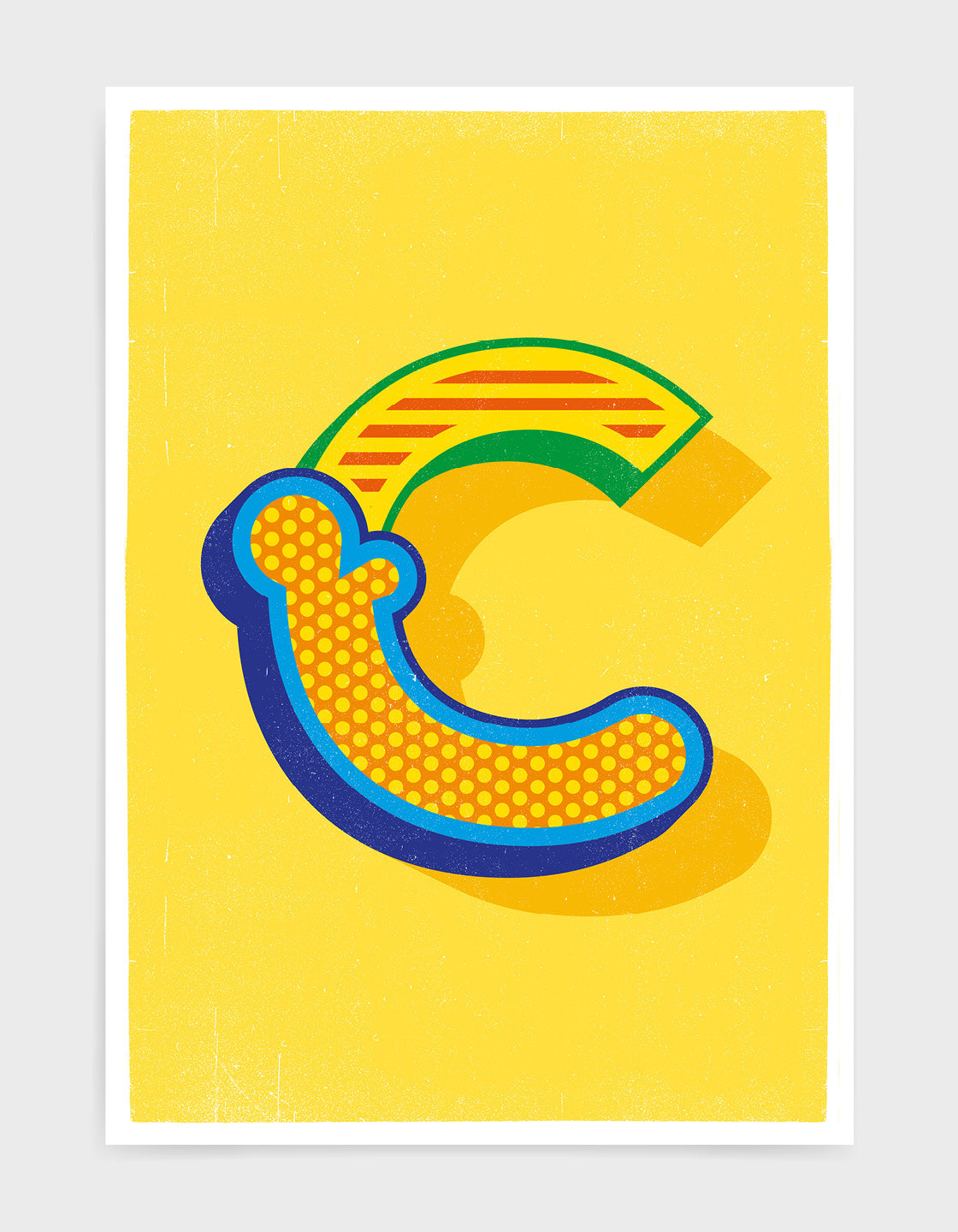 Personalized Circus Alphabet print in yellow featuring a custom letter in a playful circus style font.