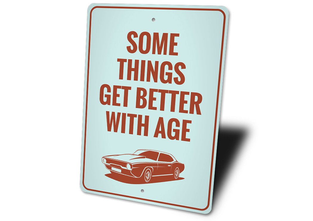 Classic Car Sign made of high-quality aluminum, featuring a vintage car design, perfect for garages and man caves.