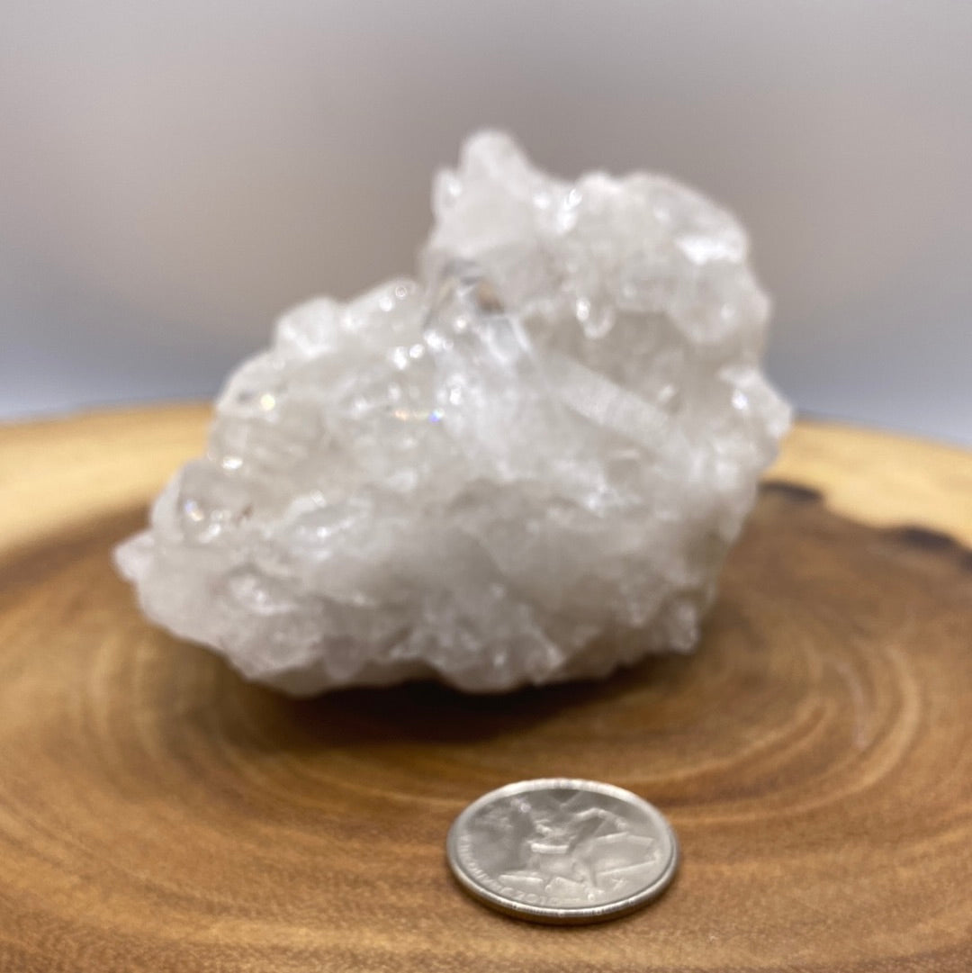 A beautiful arrangement of Clear Quartz Clusters showcasing their natural formations and sparkling clarity.