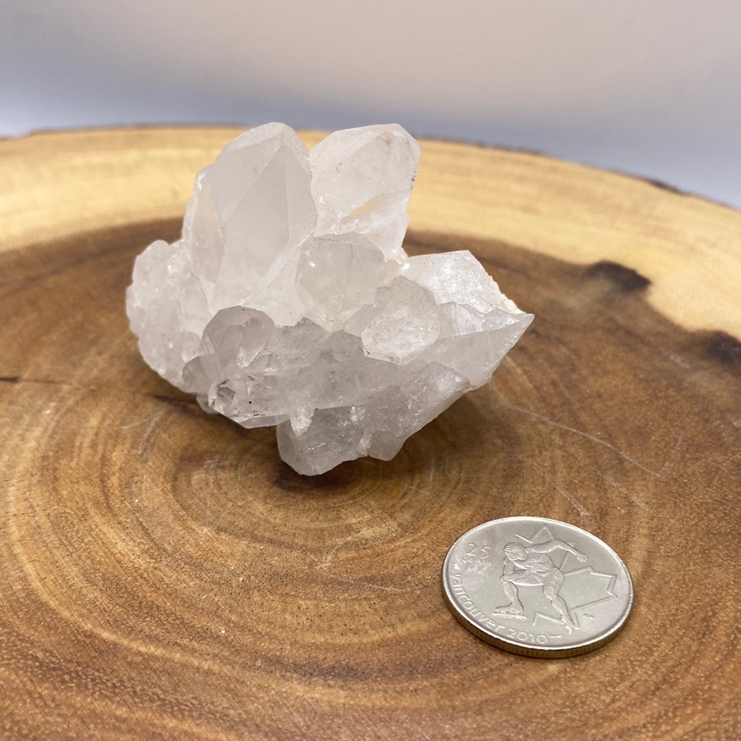 A beautiful arrangement of Clear Quartz Clusters showcasing their natural formations and sparkling clarity.