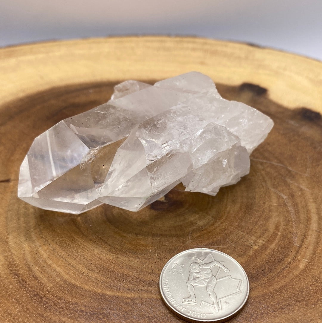 A beautiful arrangement of Clear Quartz Clusters showcasing their natural formations and sparkling clarity.