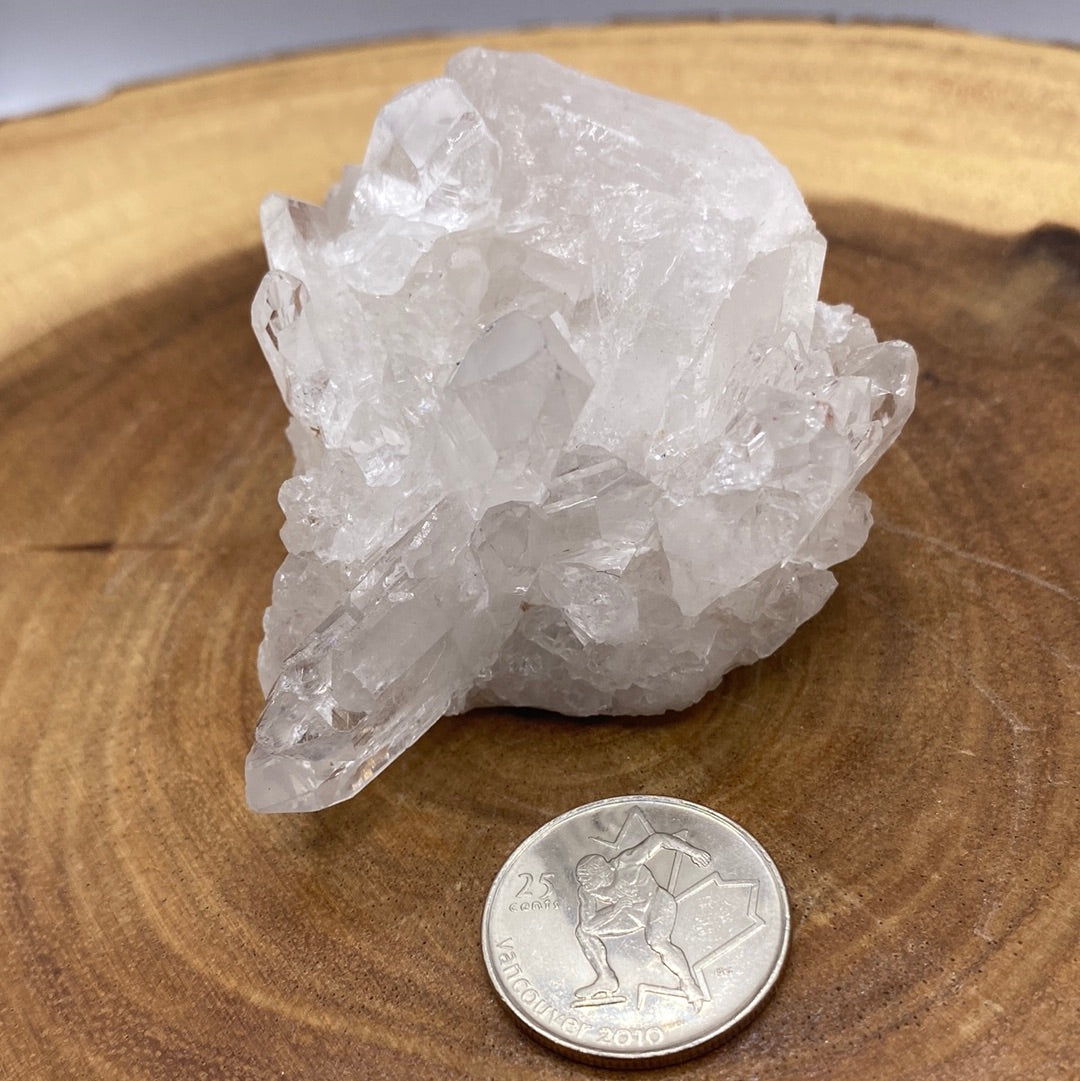 A beautiful arrangement of Clear Quartz Clusters showcasing their natural formations and sparkling clarity.