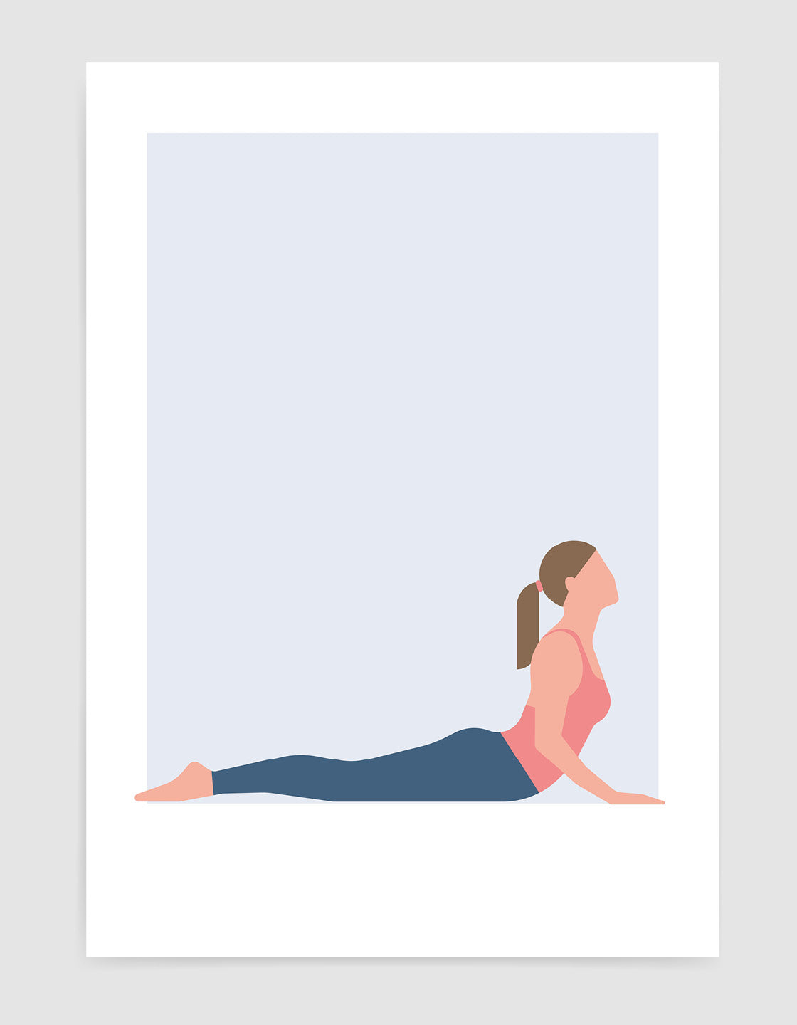 A serene Cobra pose yoga print featuring a graceful figure in the yoga pose, surrounded by calming colors, perfect for modern decor.