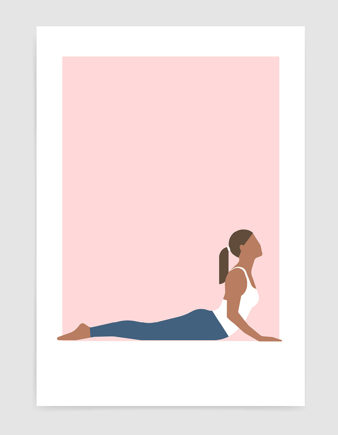 A serene Cobra pose yoga print featuring a graceful figure in the yoga pose, surrounded by calming colors, perfect for modern decor.