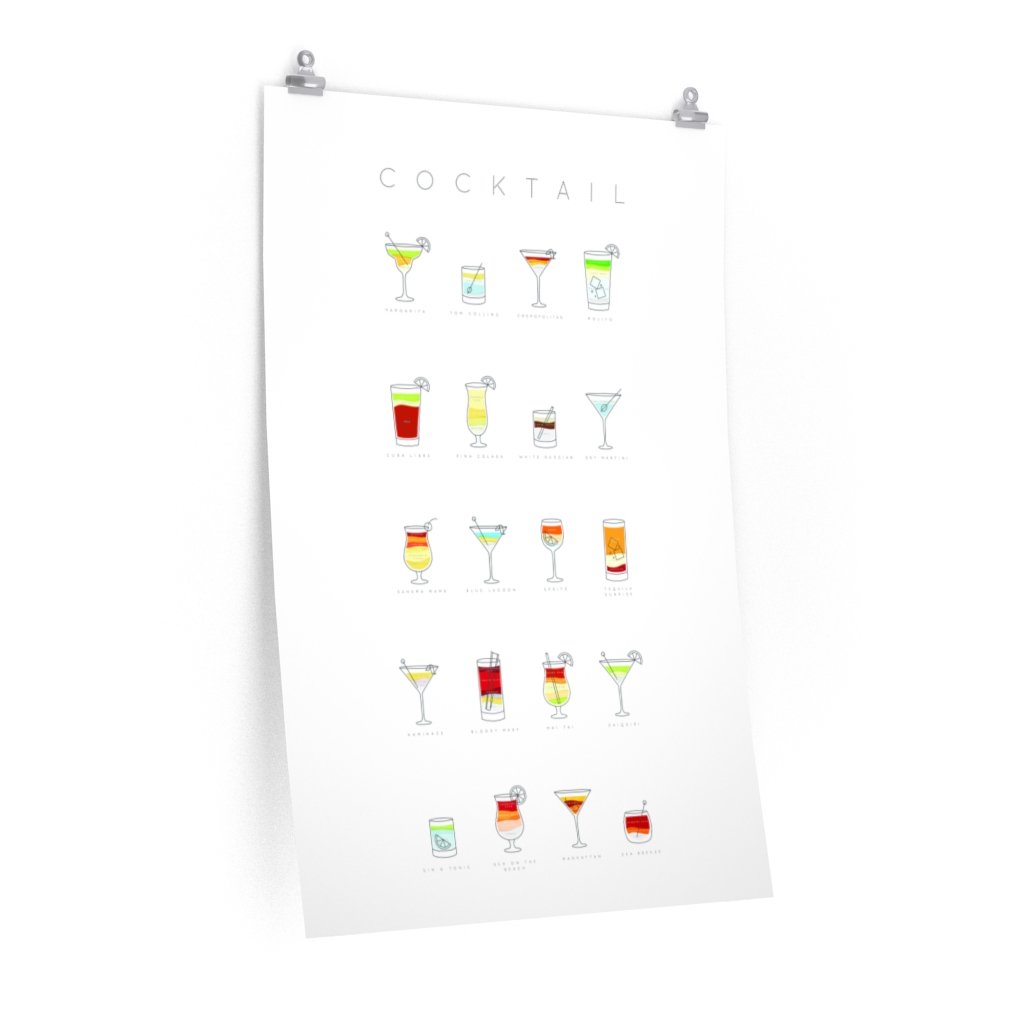 Cocktails Art Poster Decor featuring vibrant cocktail illustrations on premium matte paper, perfect for home decoration.