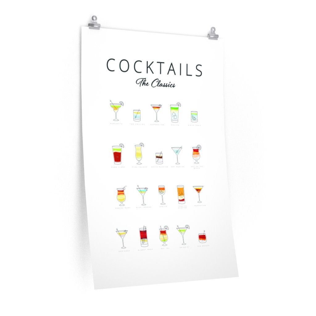 Cocktails Art Poster Decor featuring vibrant cocktail illustrations on premium matte paper, perfect for home decoration.