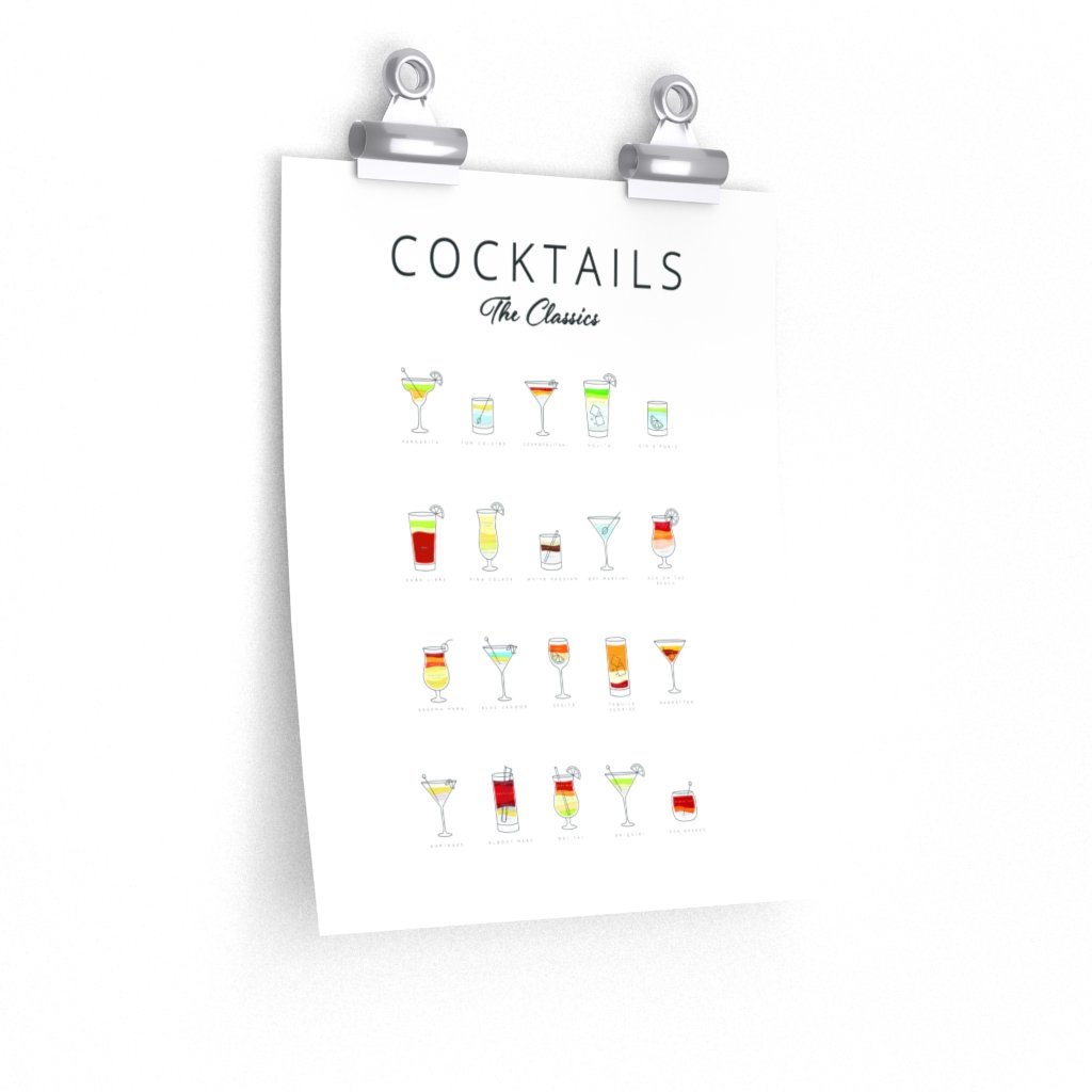 Cocktails Art Poster Decor featuring vibrant cocktail illustrations on premium matte paper, perfect for home decoration.