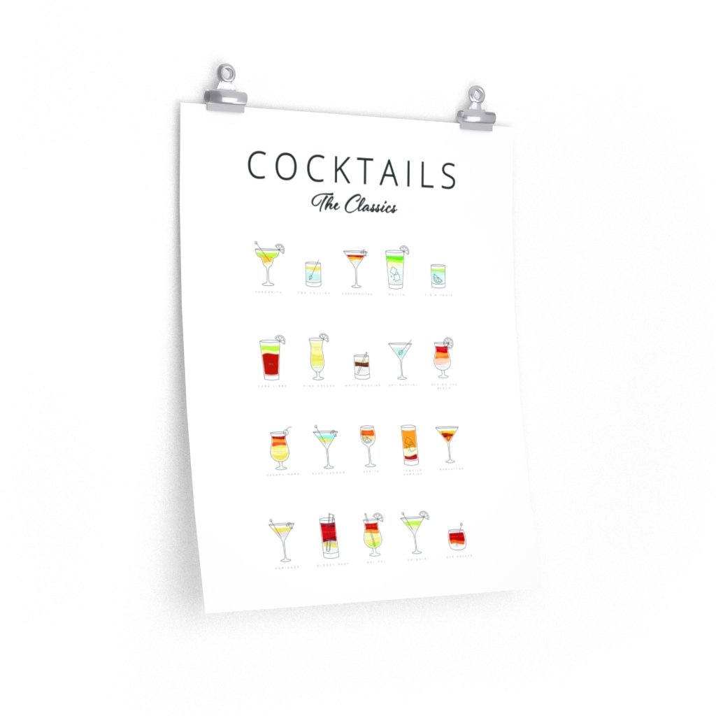 Cocktails Art Poster Decor featuring vibrant cocktail illustrations on premium matte paper, perfect for home decoration.