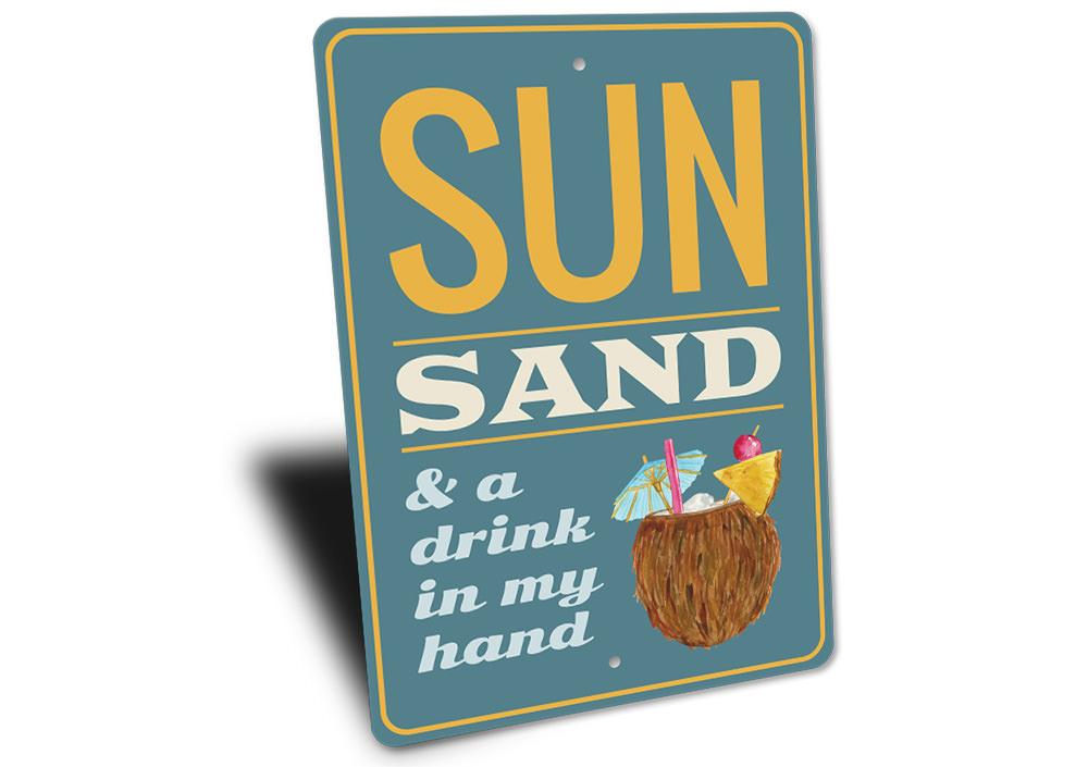 A vibrant Coconut Drink Sign made of high-quality aluminum, featuring tropical designs perfect for beach decor.