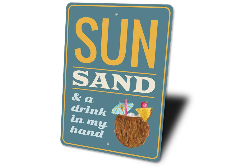 A vibrant Coconut Drink Sign made of high-quality aluminum, featuring tropical designs perfect for beach decor.