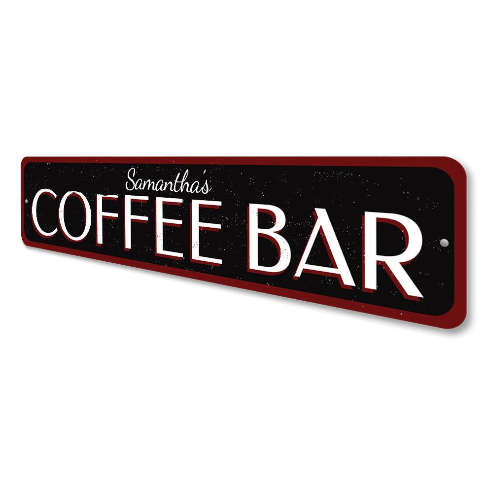 Customizable Coffee Bar Sign made from high-quality aluminum, featuring pre-drilled holes for easy mounting.