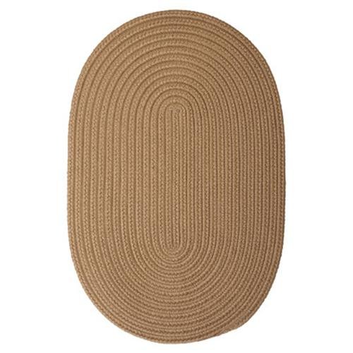 Oval-shaped braided beige rug