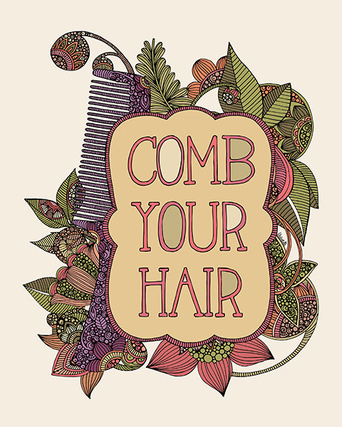 An 8x10 archival art print titled 'Comb Your Hair', featuring original pen and ink art with vibrant digital coloring on matte card stock.