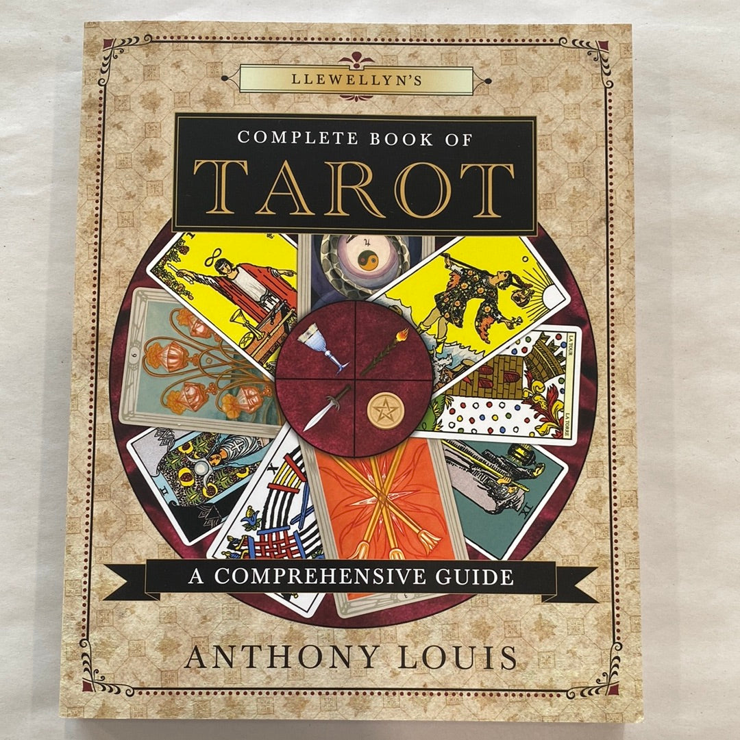 The Complete Book of Tarot by Anthony Louis, featuring a colorful cover with tarot imagery and symbols.