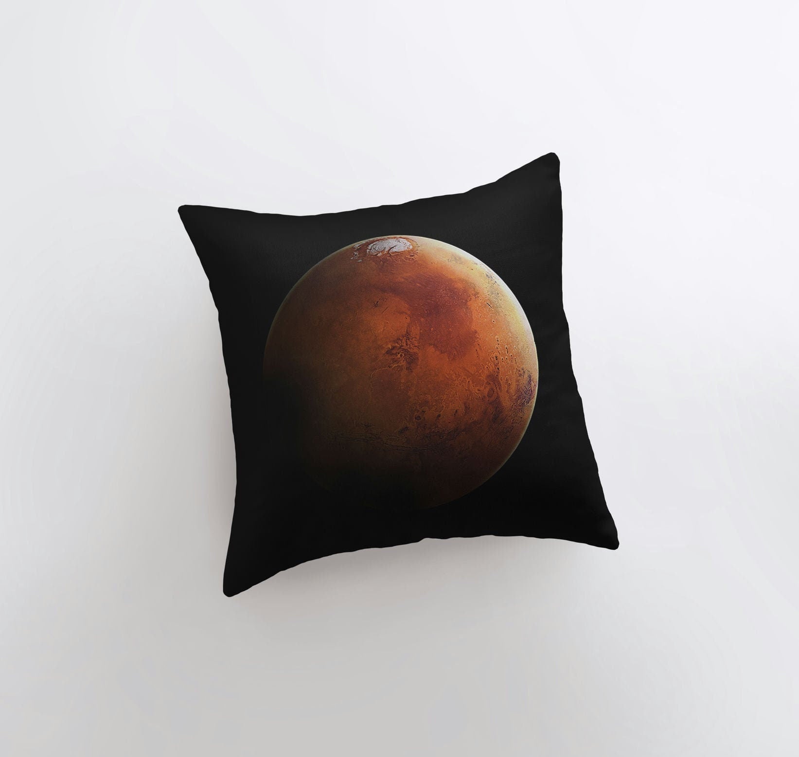 Handmade Constellation Mars Throw Pillow featuring a vibrant Mars design on the front and a white back, perfect for space-themed decor.