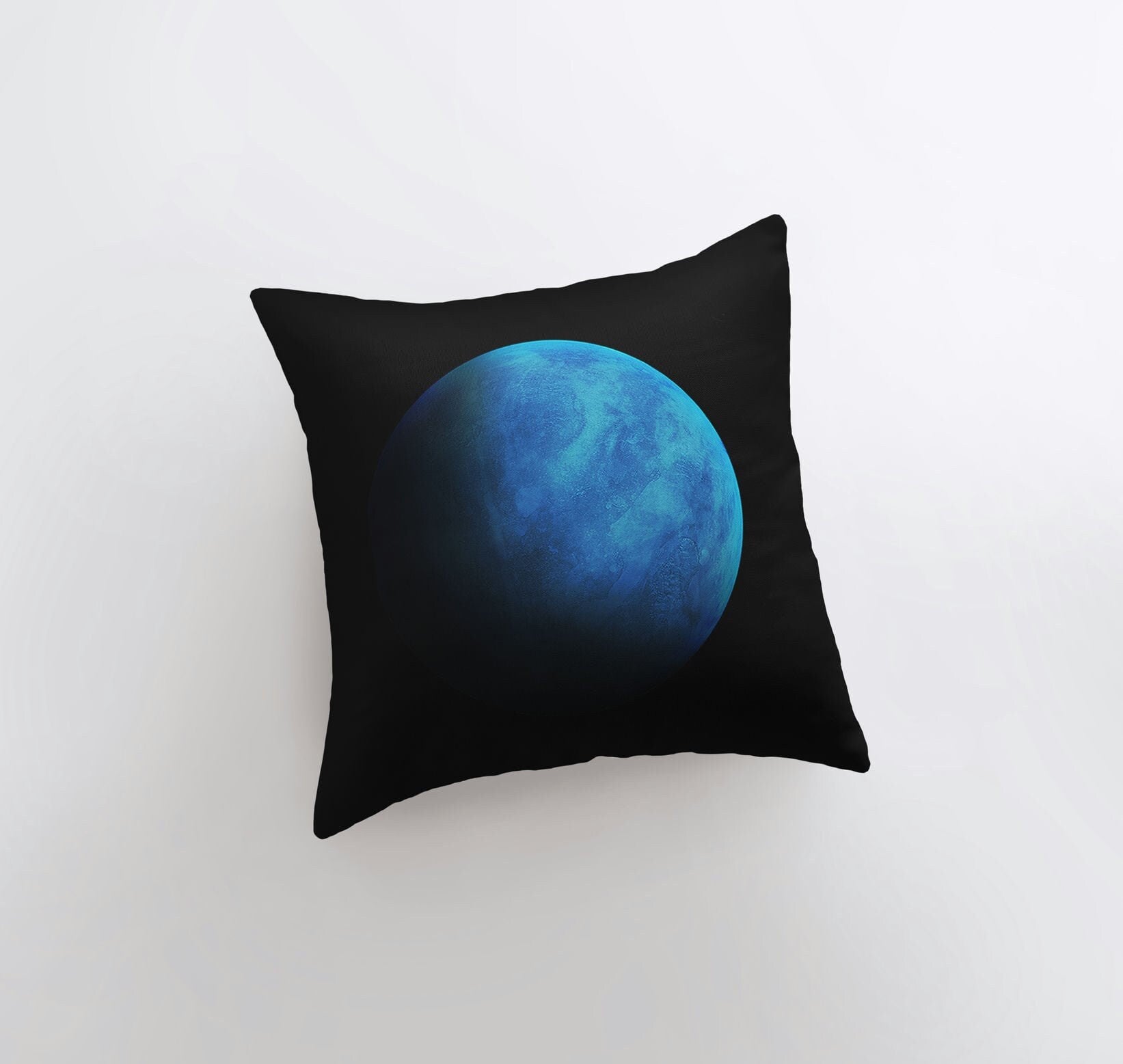 Handmade Constellation Neptune throw pillow featuring a vibrant Neptune design on the front and a white back, perfect for space-themed decor.