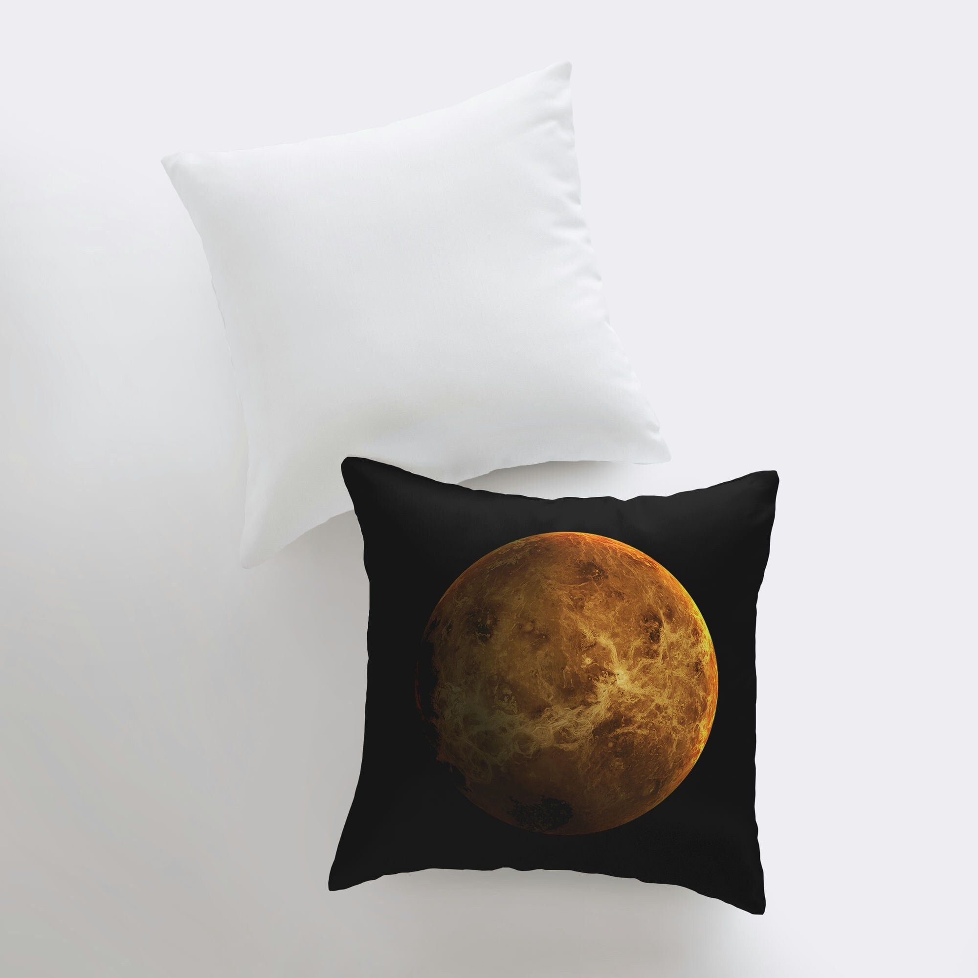 Handmade Constellation Venus throw pillow featuring a celestial design, available in various sizes, with a concealed zipper and durable fabric.