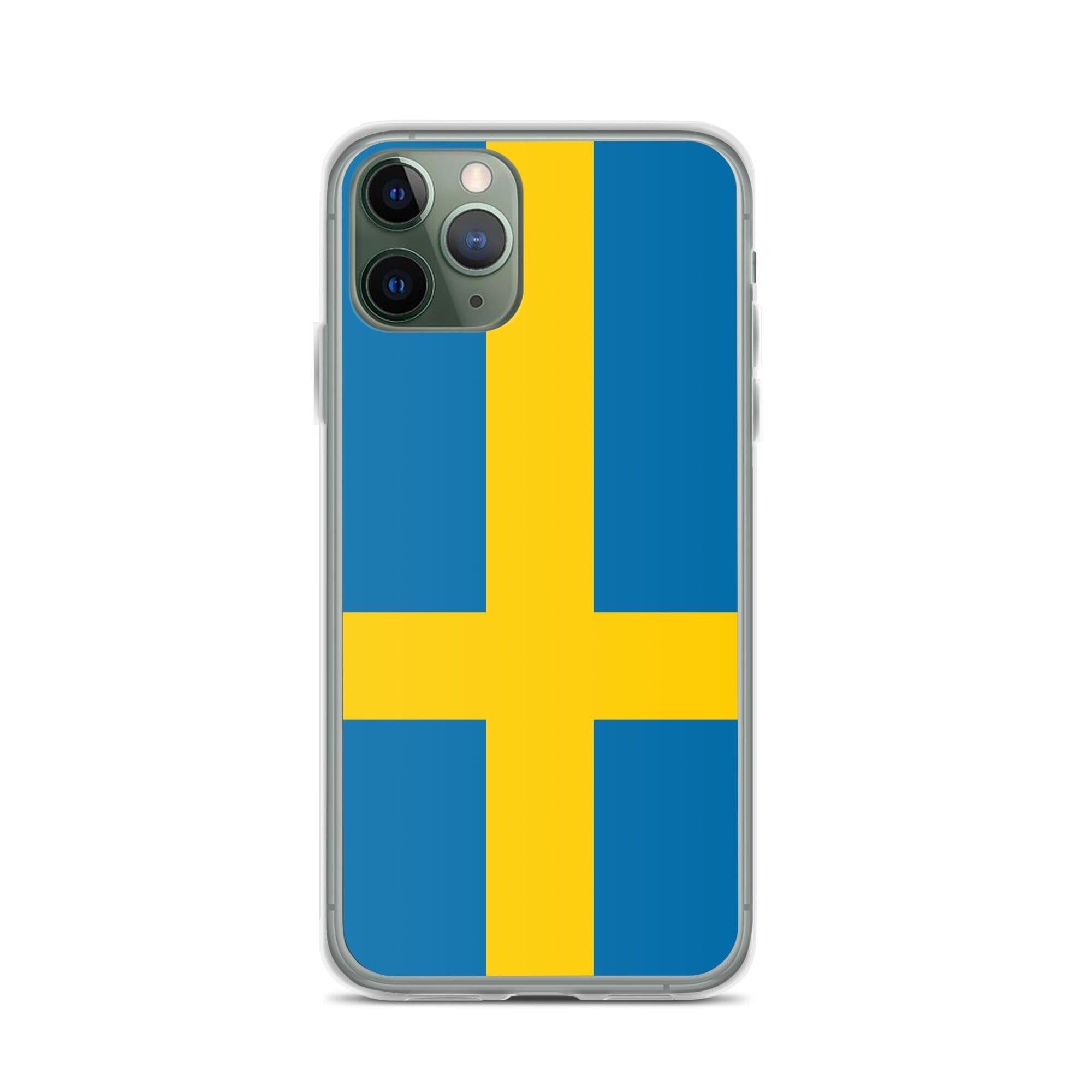 Coque de téléphone avec le drapeau de la Suède, en plastique transparent et TPU, pour iPhone.