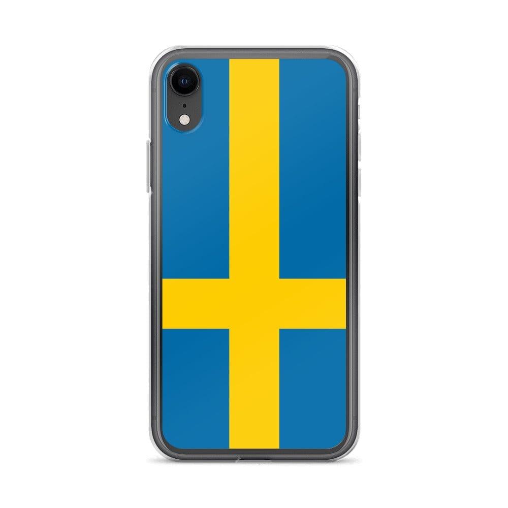 Coque de téléphone avec le drapeau de la Suède, en plastique transparent et TPU, pour iPhone.