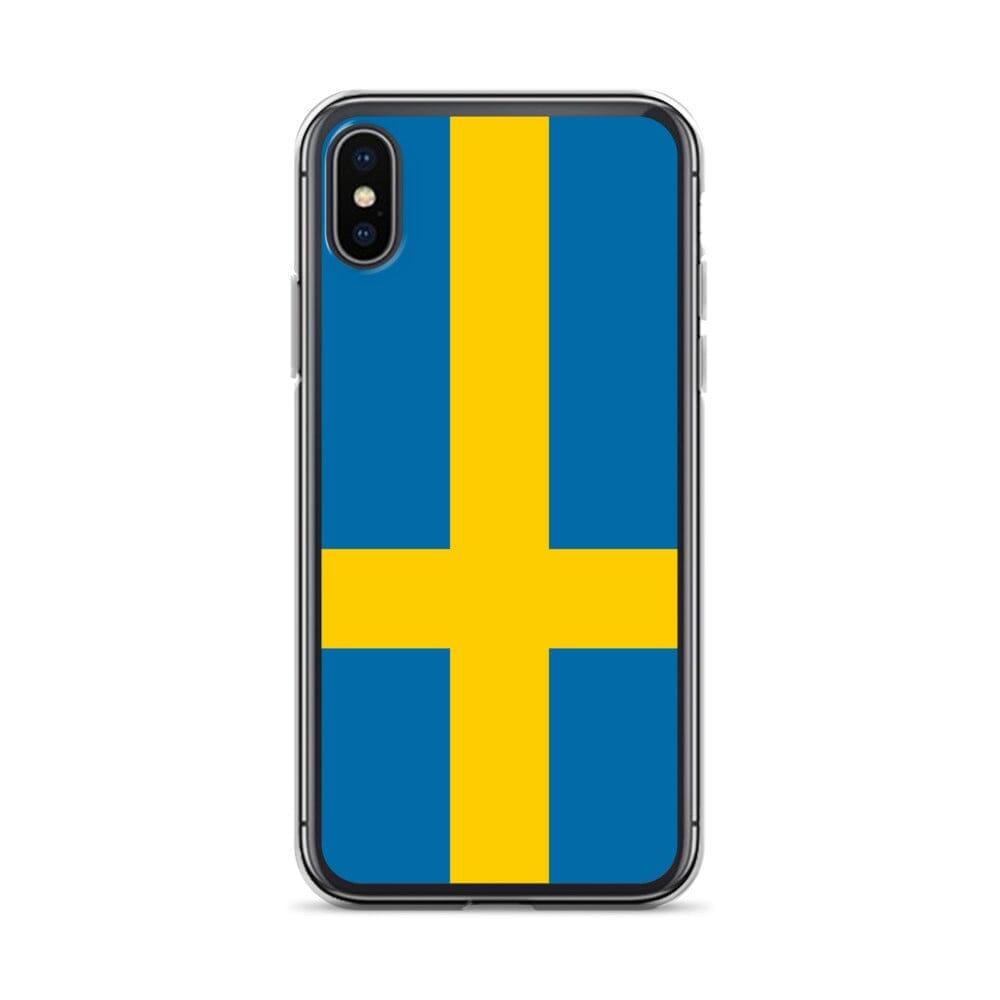 Coque de téléphone avec le drapeau de la Suède, en plastique transparent et TPU, pour iPhone.