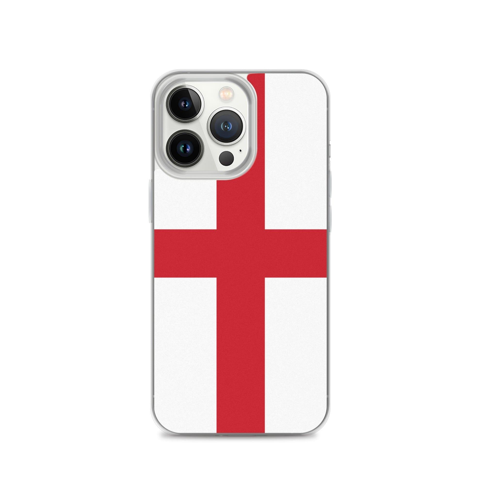 Coque de téléphone transparente avec le drapeau de l'Angleterre, adaptée aux modèles d'iPhone de 6 à 14 Pro Max.