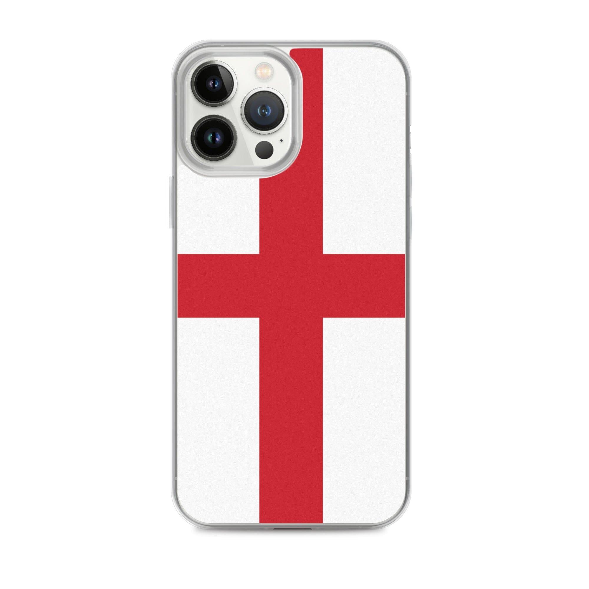 Coque de téléphone transparente avec le drapeau de l'Angleterre, adaptée aux modèles d'iPhone de 6 à 14 Pro Max.