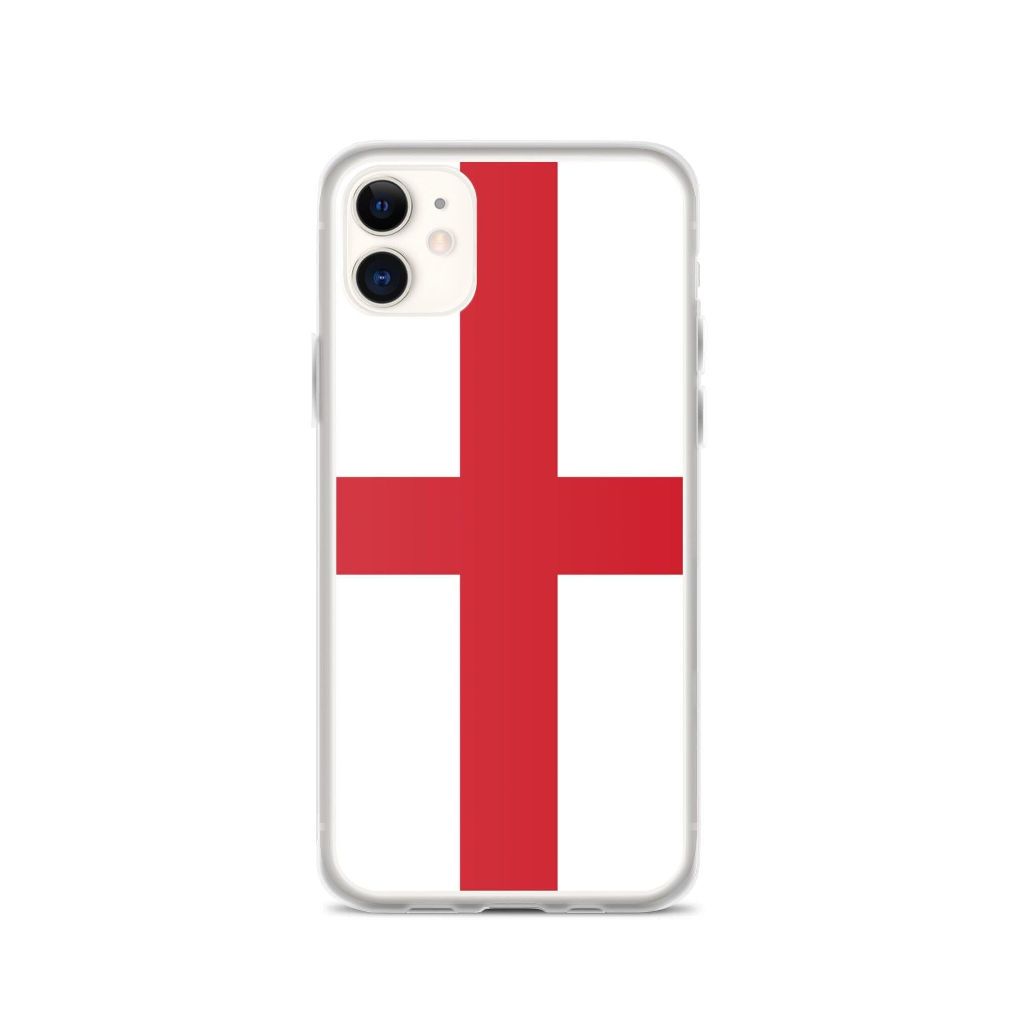 Coque de téléphone transparente avec le drapeau de l'Angleterre, adaptée aux modèles d'iPhone de 6 à 14 Pro Max.