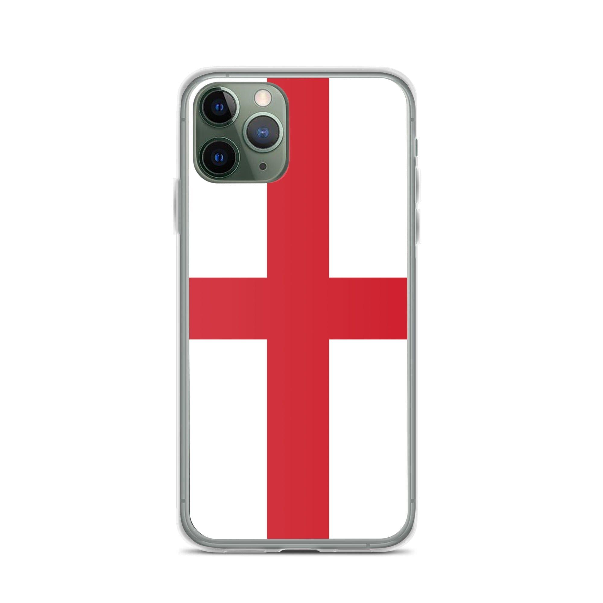 Coque de téléphone transparente avec le drapeau de l'Angleterre, adaptée aux modèles d'iPhone de 6 à 14 Pro Max.