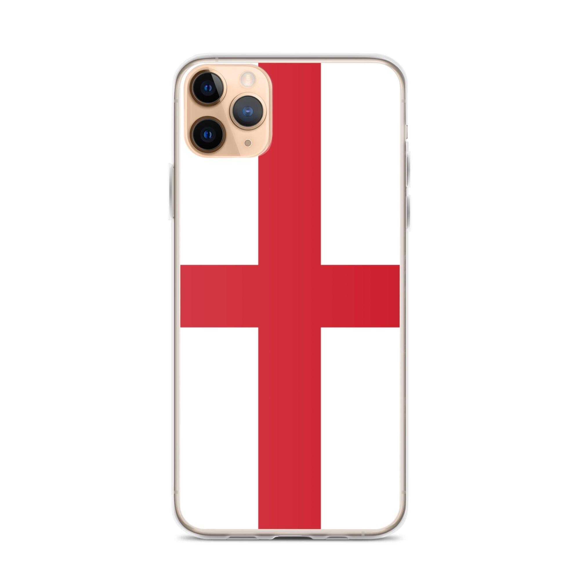 Coque de téléphone transparente avec le drapeau de l'Angleterre, adaptée aux modèles d'iPhone de 6 à 14 Pro Max.