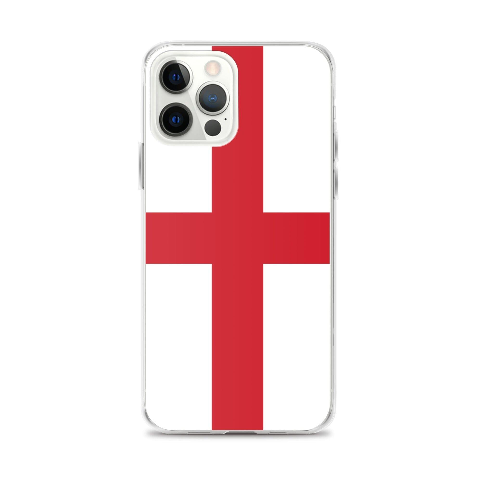 Coque de téléphone transparente avec le drapeau de l'Angleterre, adaptée aux modèles d'iPhone de 6 à 14 Pro Max.