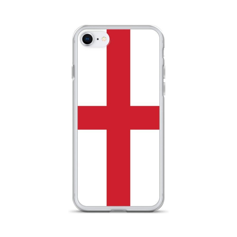 Coque de téléphone transparente avec le drapeau de l'Angleterre, adaptée aux modèles d'iPhone de 6 à 14 Pro Max.