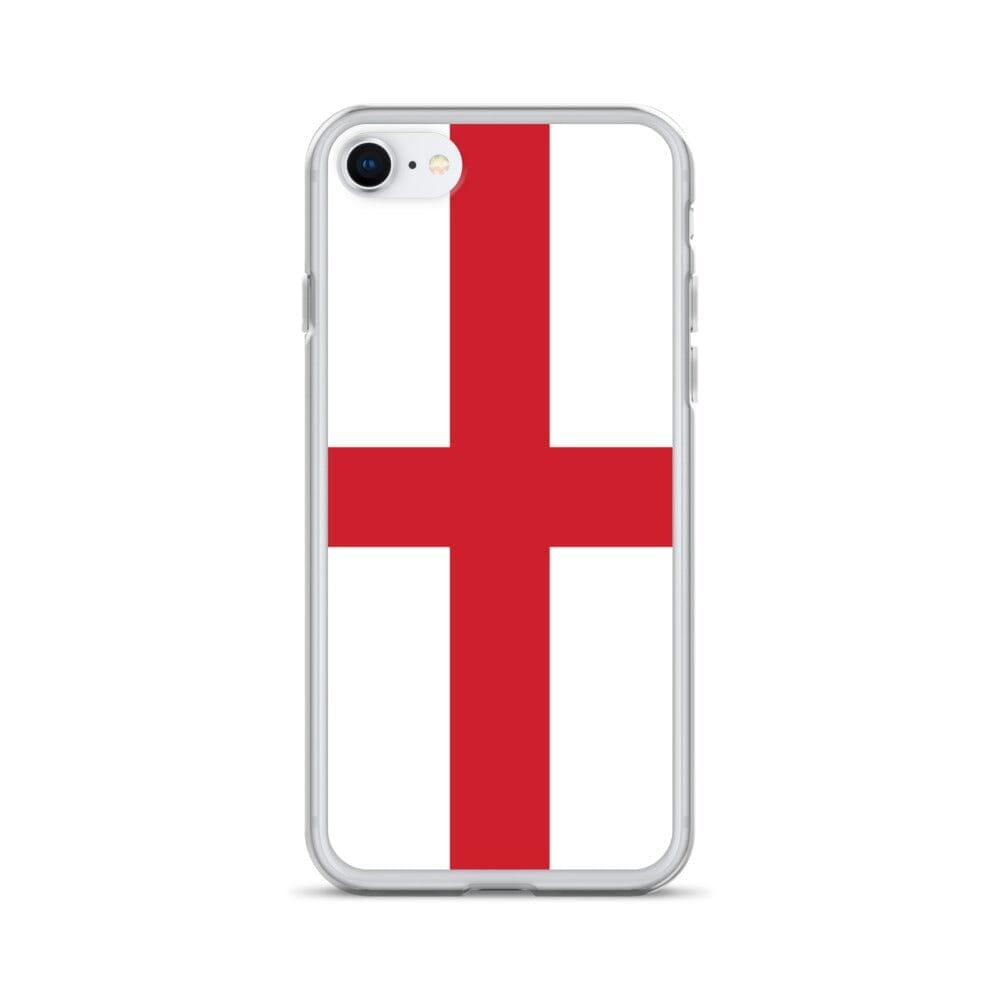 Coque de téléphone transparente avec le drapeau de l'Angleterre, adaptée aux modèles d'iPhone de 6 à 14 Pro Max.