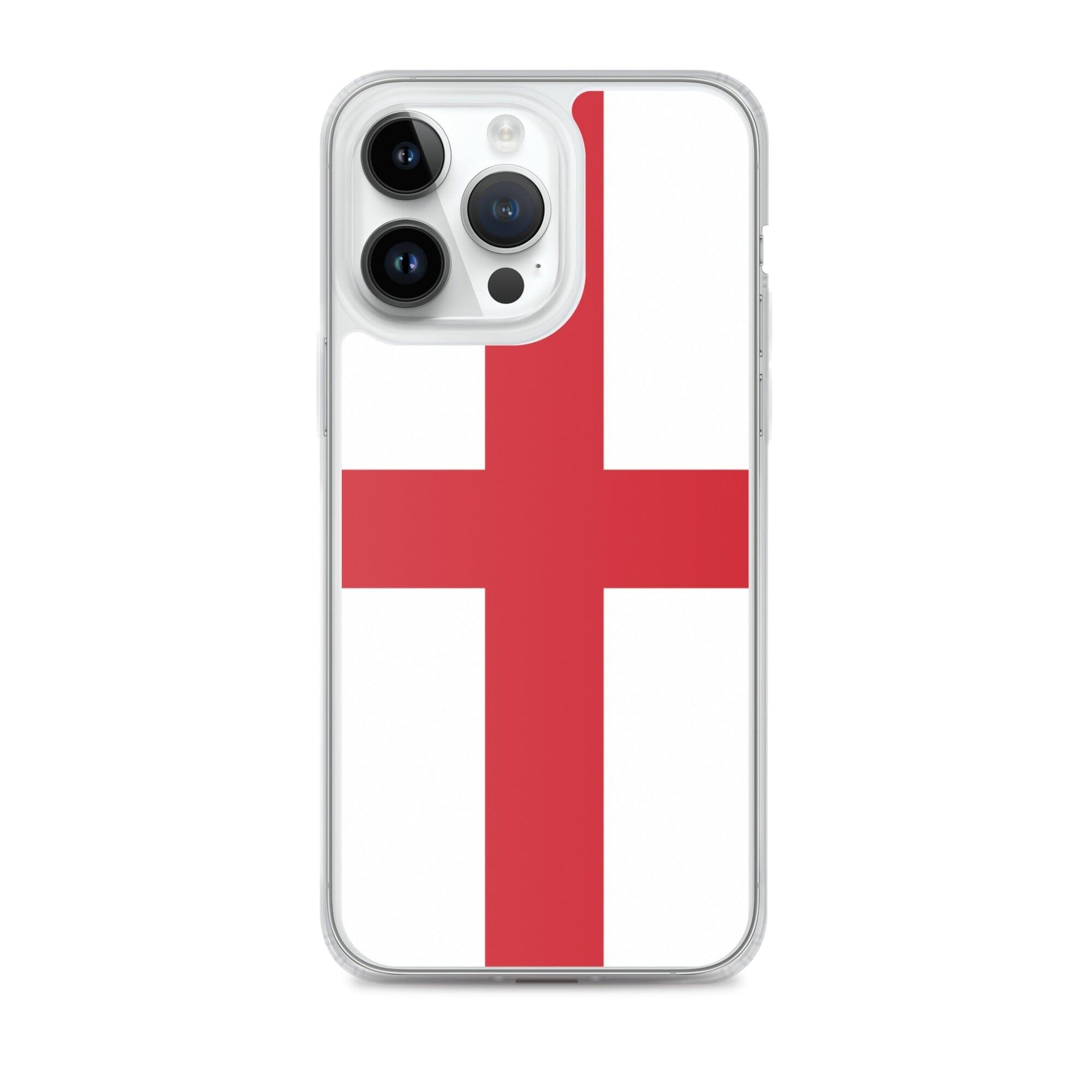 Coque de téléphone transparente avec le drapeau de l'Angleterre, adaptée aux modèles d'iPhone de 6 à 14 Pro Max.