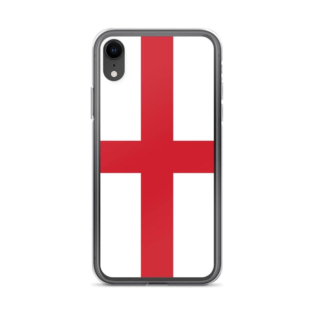 Coque de téléphone transparente avec le drapeau de l'Angleterre, adaptée aux modèles d'iPhone de 6 à 14 Pro Max.